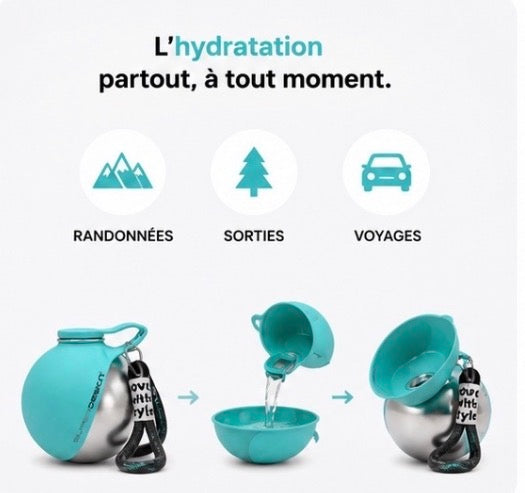 CurveaFlow Gourde d’eau portable 2-en-1 pour chien